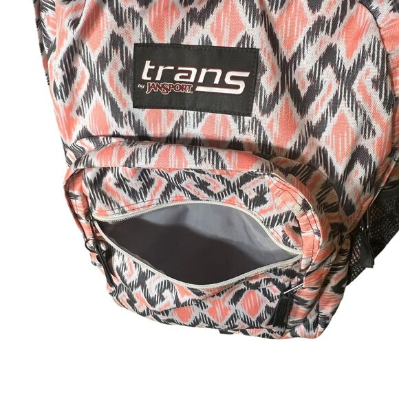 Trans By JanSport Backpack Pink Black Ikat Print School Laptop Pocket Bag - Picture 9 of 10